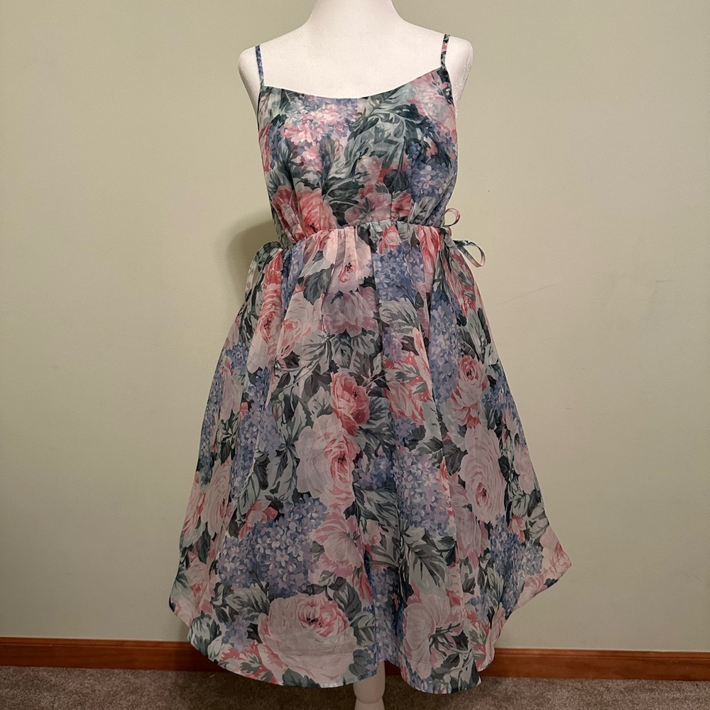 REVOLVE Floral Print Dress - Pink and Blue